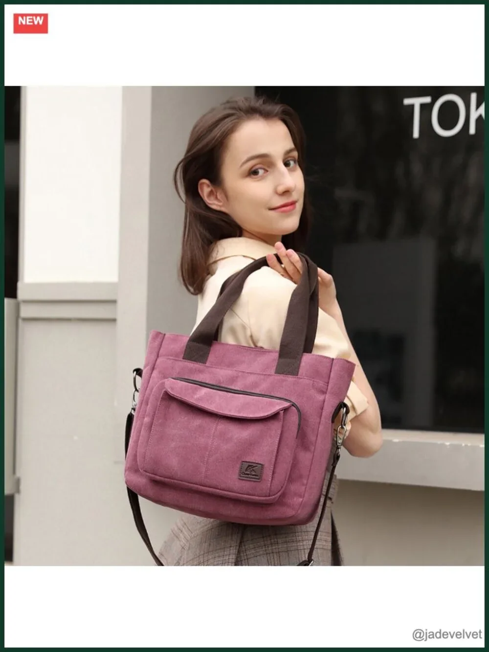 Canvas Casual Tote Bag Large Capacity Shoulder Crossbody Work Handbag